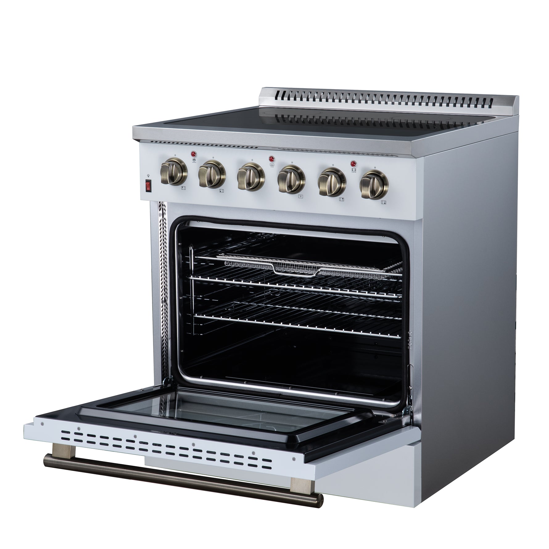 Galiano 30 Inch Freestanding Electric range, 4 radiant burners, 4.32 cf. True Convection oven, Air fryer kit, White