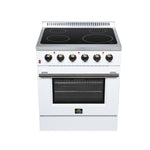 Galiano 30 Inch Freestanding Electric range, 4 radiant burners, 4.32 cf. True Convection oven, Air fryer kit, White