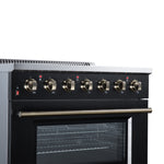 Galiano 36 Inch Freestanding Electric range, 5 radiant burners, 5.36 cf. True Convection oven, Air fryer kit, Black