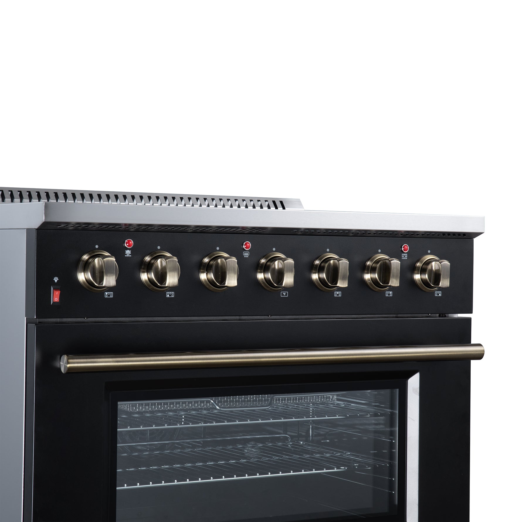 Galiano 36 Inch Freestanding Electric range, 5 radiant burners, 5.36 cf. True Convection oven, Air fryer kit, Black