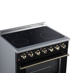 Galiano 36 Inch Freestanding Electric range, 5 radiant burners, 5.36 cf. True Convection oven, Air fryer kit, Black