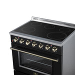 Galiano 36 Inch Freestanding Electric range, 5 radiant burners, 5.36 cf. True Convection oven, Air fryer kit, Black