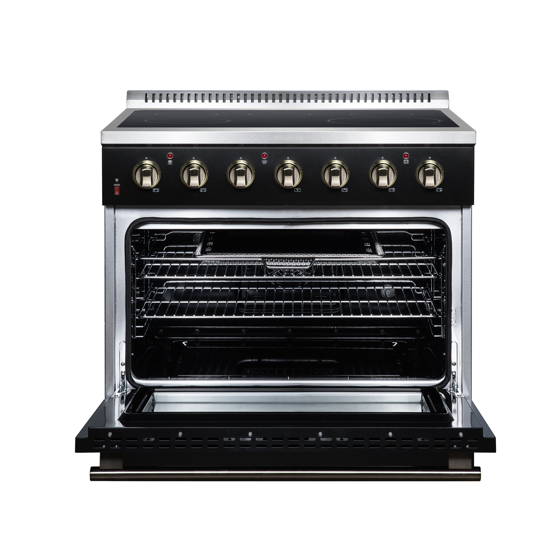 Galiano 36 Inch Freestanding Electric range, 5 radiant burners, 5.36 cf. True Convection oven, Air fryer kit, Black