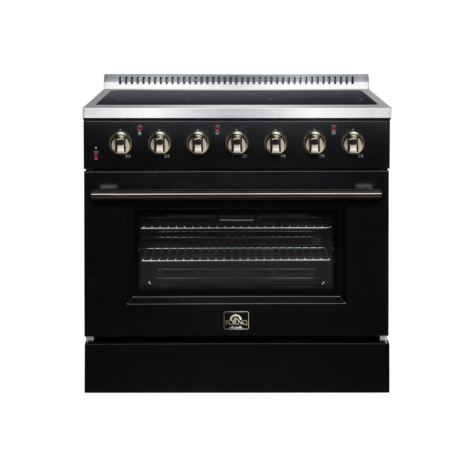 Galiano 36 Inch Freestanding Electric range, 5 radiant burners, 5.36 cf. True Convection oven, Air fryer kit, Black