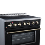 Galiano 36 Inch Freestanding Electric range, 5 radiant burners, 5.36 cf. True Convection oven, Air fryer kit, Black