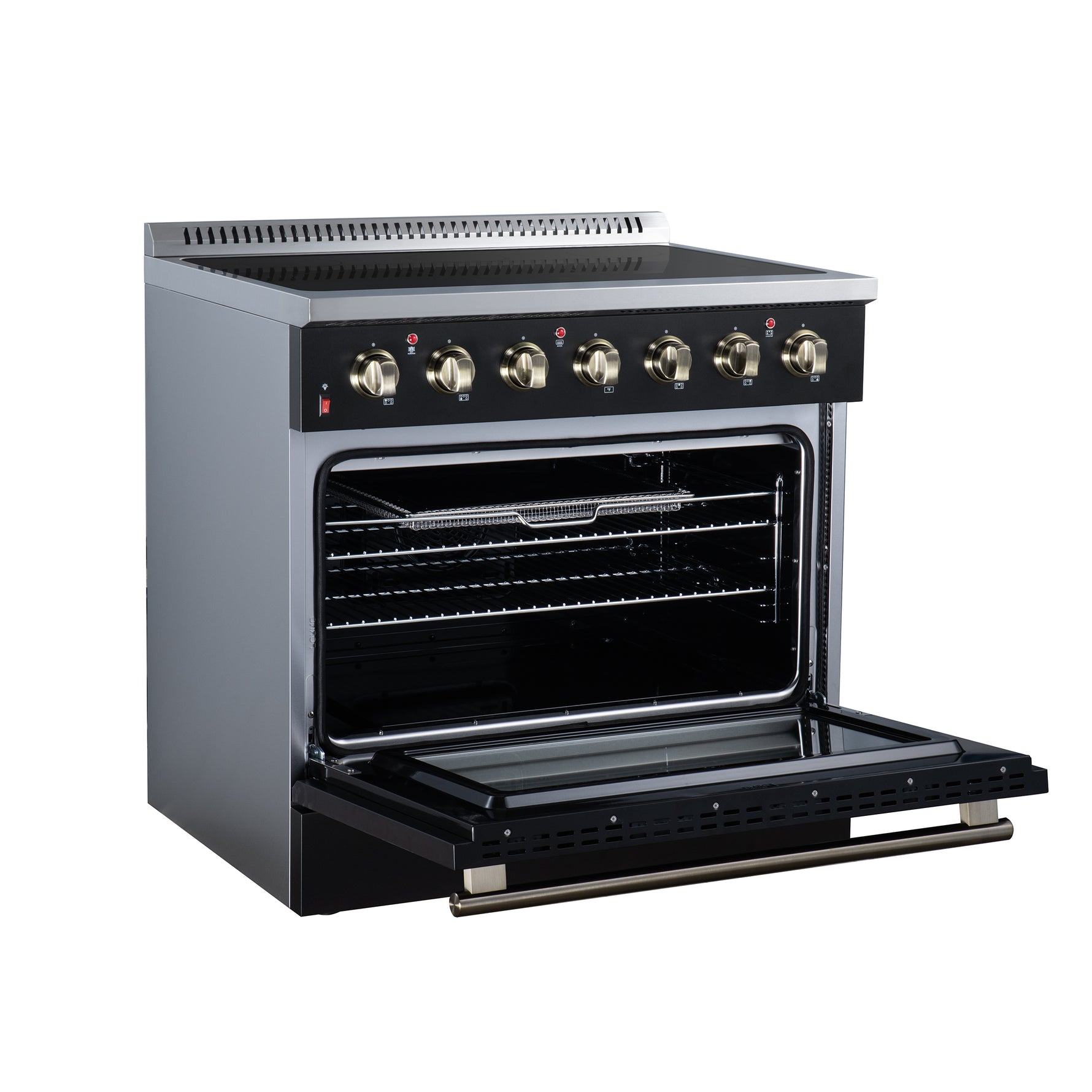 Galiano 36 Inch Freestanding Electric range, 5 radiant burners, 5.36 cf. True Convection oven, Air fryer kit, Black