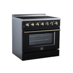 Galiano 36 Inch Freestanding Electric range, 5 radiant burners, 5.36 cf. True Convection oven, Air fryer kit, Black