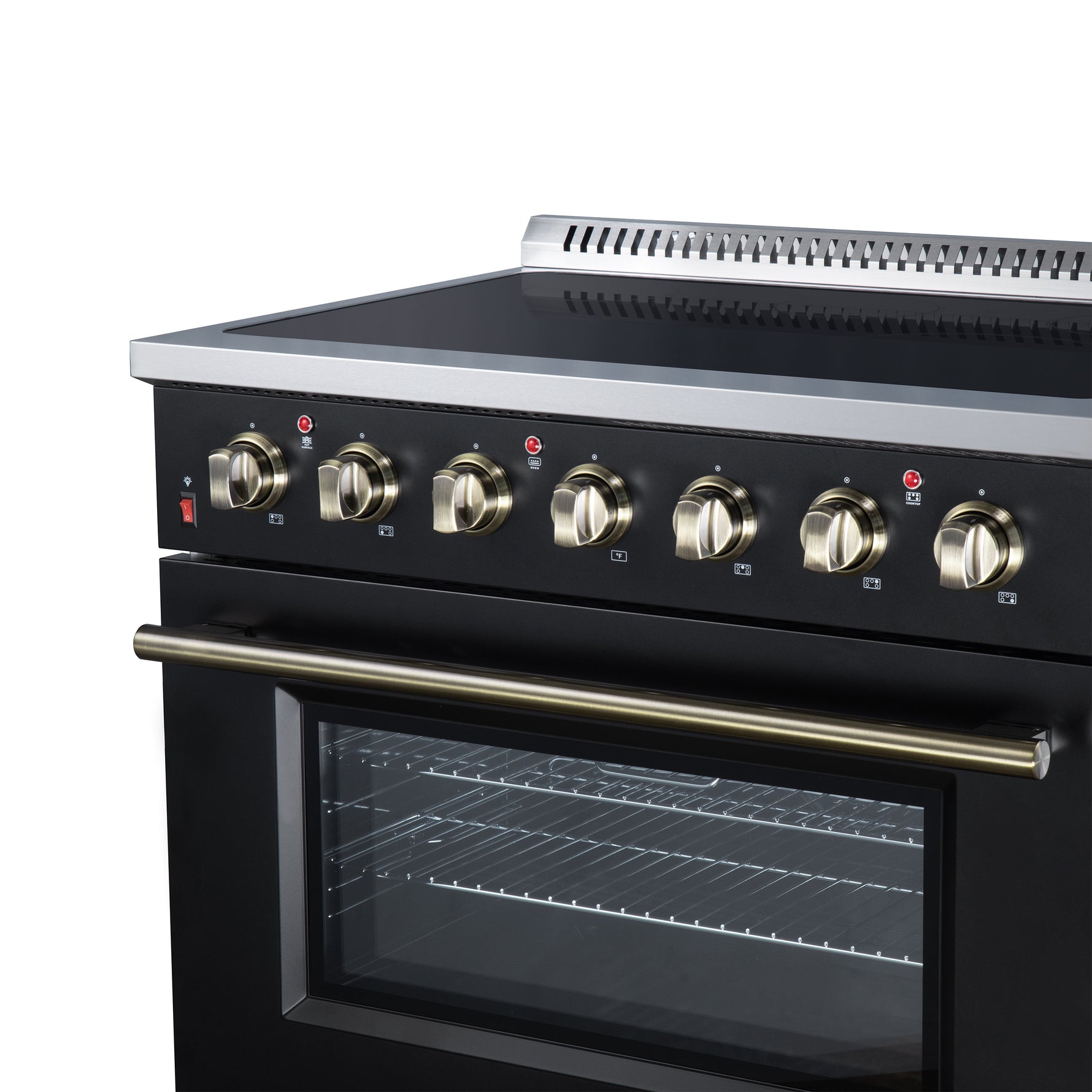 Galiano 36 Inch Freestanding Electric range, 5 radiant burners, 5.36 cf. True Convection oven, Air fryer kit, Black