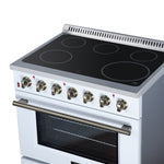 Galiano 36 Inch Freestanding Electric range, 5 radiant burners, 5.36 cf. True Convection oven, Air fryer kit, White