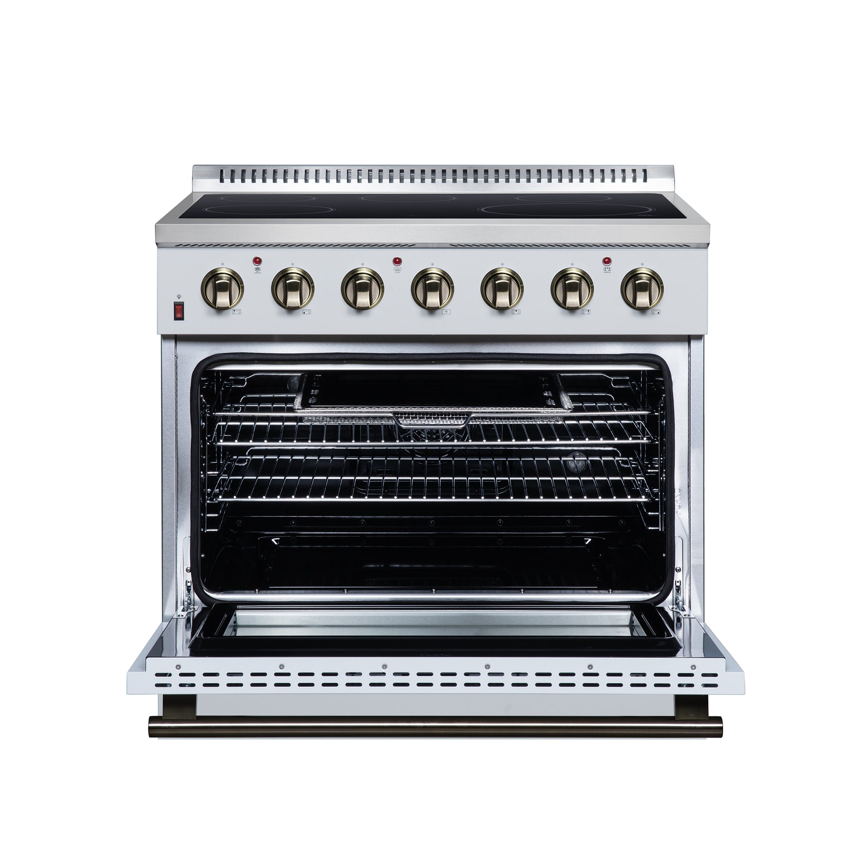 Galiano 36 Inch Freestanding Electric range, 5 radiant burners, 5.36 cf. True Convection oven, Air fryer kit, White