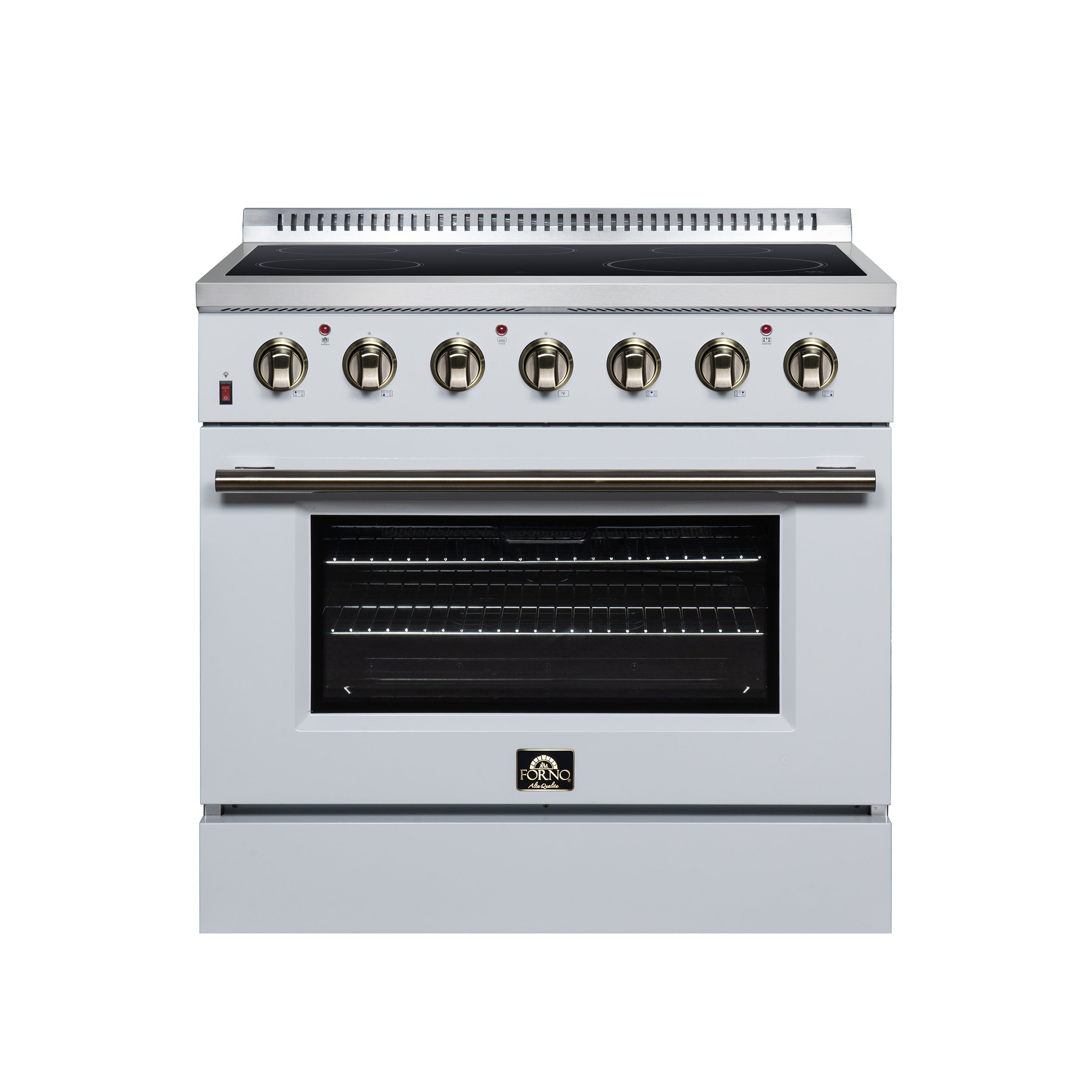 Galiano 36 Inch Freestanding Electric range, 5 radiant burners, 5.36 cf. True Convection oven, Air fryer kit, White