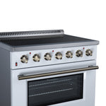 Galiano 36 Inch Freestanding Electric range, 5 radiant burners, 5.36 cf. True Convection oven, Air fryer kit, White