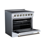 Galiano 36 Inch Freestanding Electric range, 5 radiant burners, 5.36 cf. True Convection oven, Air fryer kit, White