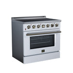 Galiano 36 Inch Freestanding Electric range, 5 radiant burners, 5.36 cf. True Convection oven, Air fryer kit, White