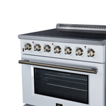 Galiano 36 Inch Freestanding Electric range, 5 radiant burners, 5.36 cf. True Convection oven, Air fryer kit, White