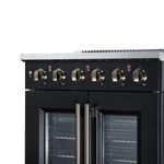 Galiano 30 Inch French Door Electric range, 4 radiant burners, 4.32 cf. True Convection oven, Air fryer kit, Black