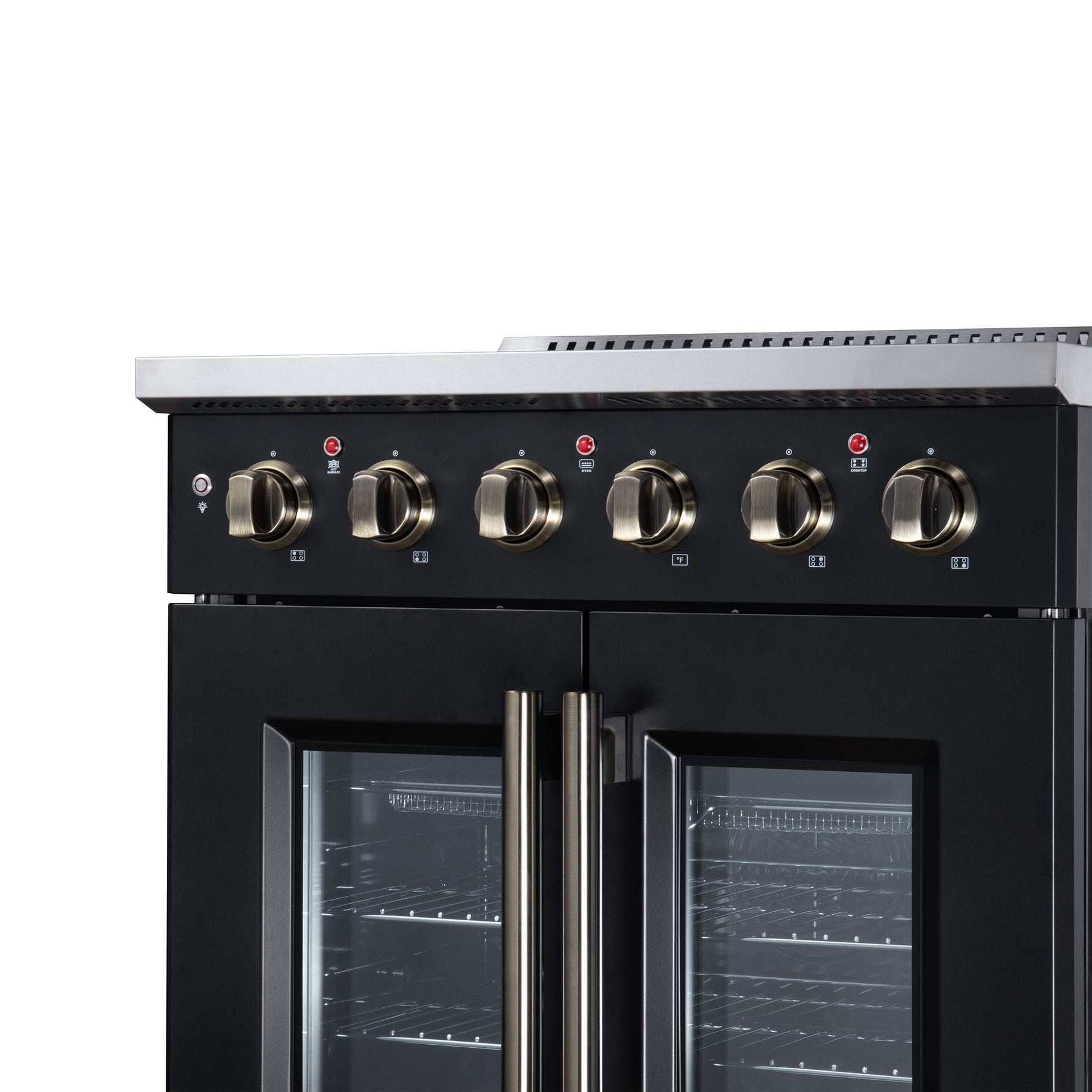 Galiano 30 Inch French Door Electric range, 4 radiant burners, 4.32 cf. True Convection oven, Air fryer kit, Black