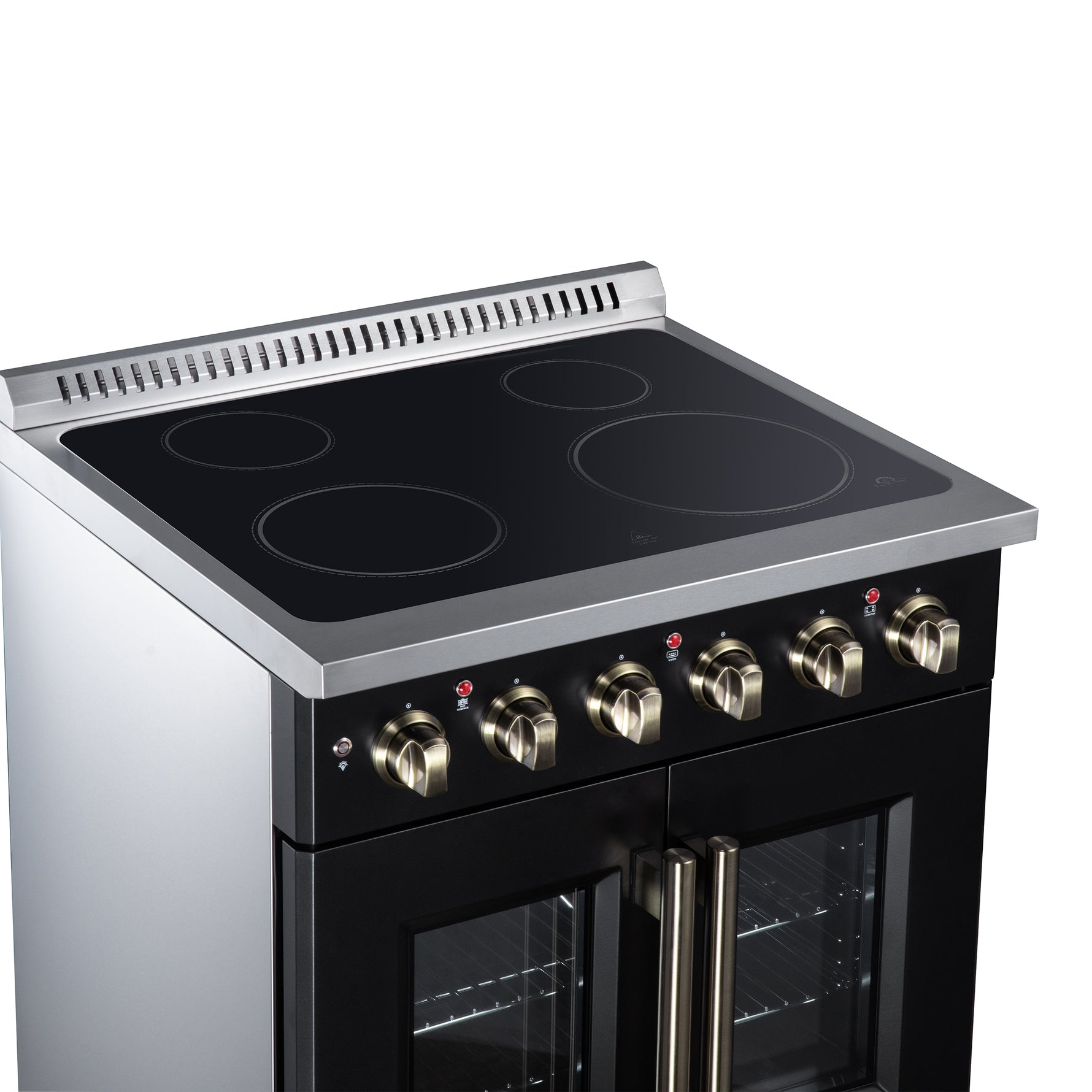 Galiano 30 Inch French Door Electric range, 4 radiant burners, 4.32 cf. True Convection oven, Air fryer kit, Black