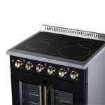 Galiano 30 Inch French Door Electric range, 4 radiant burners, 4.32 cf. True Convection oven, Air fryer kit, Black