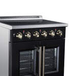 Galiano 30 Inch French Door Electric range, 4 radiant burners, 4.32 cf. True Convection oven, Air fryer kit, Black