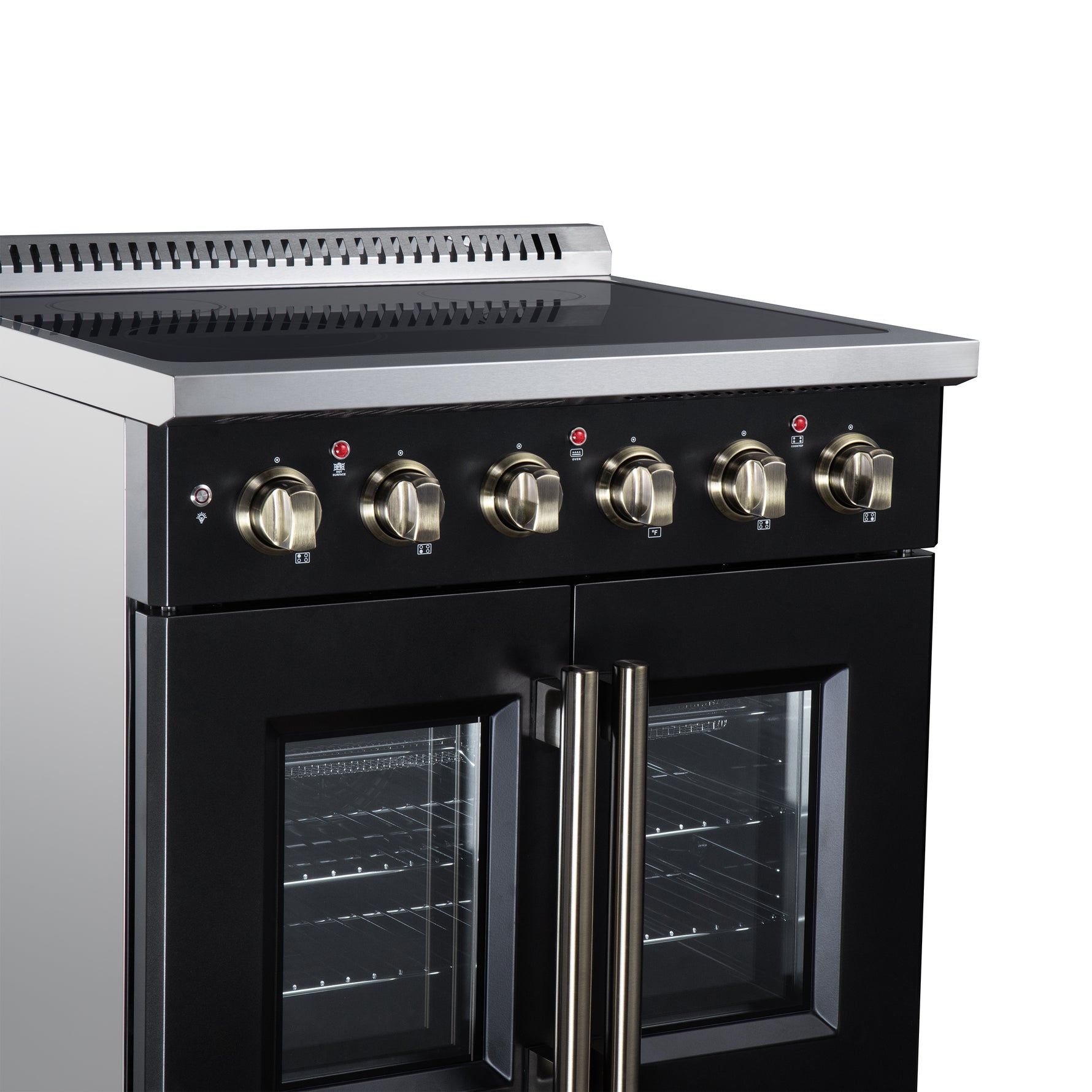 Galiano 30 Inch French Door Electric range, 4 radiant burners, 4.32 cf. True Convection oven, Air fryer kit, Black