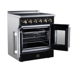 Galiano 30 Inch French Door Electric range, 4 radiant burners, 4.32 cf. True Convection oven, Air fryer kit, Black
