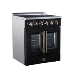 Galiano 30 Inch French Door Electric range, 4 radiant burners, 4.32 cf. True Convection oven, Air fryer kit, Black