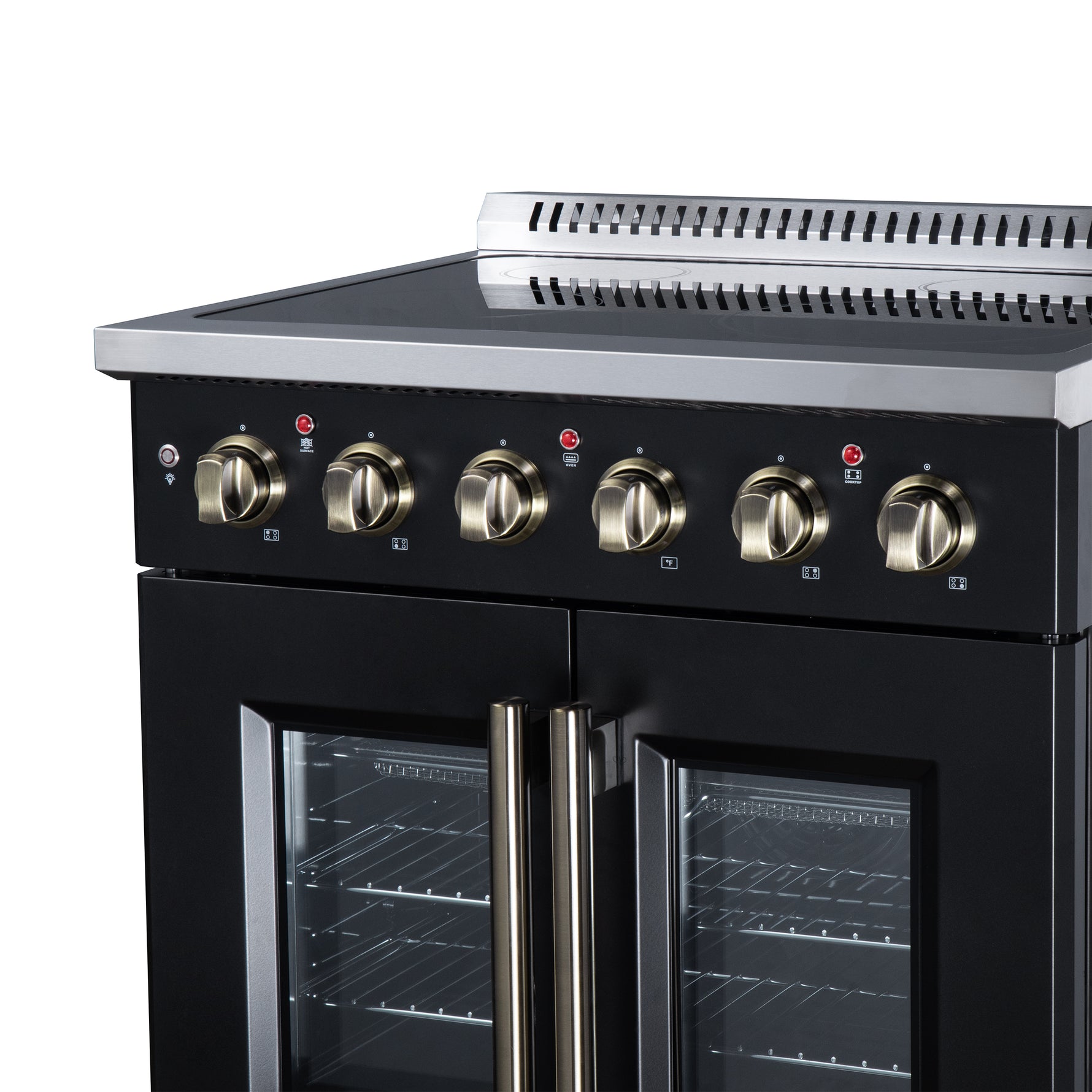 Galiano 30 Inch French Door Electric range, 4 radiant burners, 4.32 cf. True Convection oven, Air fryer kit, Black