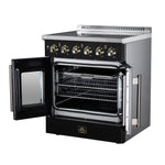 Galiano 30 Inch French Door Electric range, 4 radiant burners, 4.32 cf. True Convection oven, Air fryer kit, Black