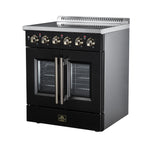 Galiano 30 Inch French Door Electric range, 4 radiant burners, 4.32 cf. True Convection oven, Air fryer kit, Black