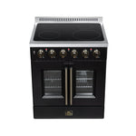 Galiano 30 Inch French Door Electric range, 4 radiant burners, 4.32 cf. True Convection oven, Air fryer kit, Black