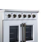 Galiano 30 Inch French Door Electric range, 4 radiant burners, 4.32 cf. True Convection oven, Air fryer kit, White