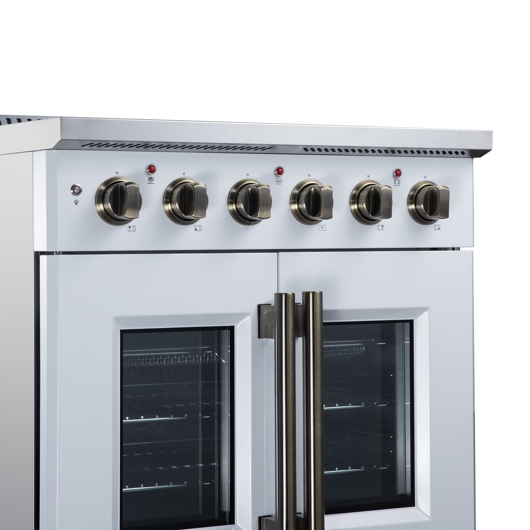 Galiano 30 Inch French Door Electric range, 4 radiant burners, 4.32 cf. True Convection oven, Air fryer kit, White