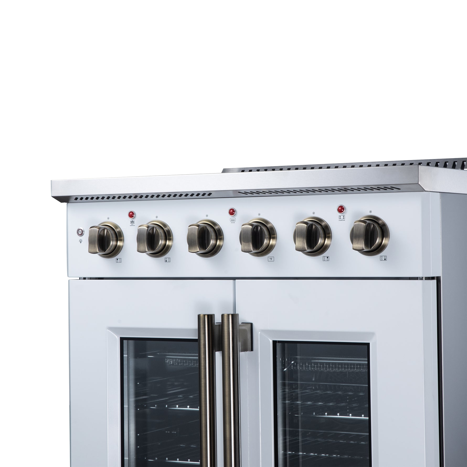Galiano 30 Inch French Door Electric range, 4 radiant burners, 4.32 cf. True Convection oven, Air fryer kit, White