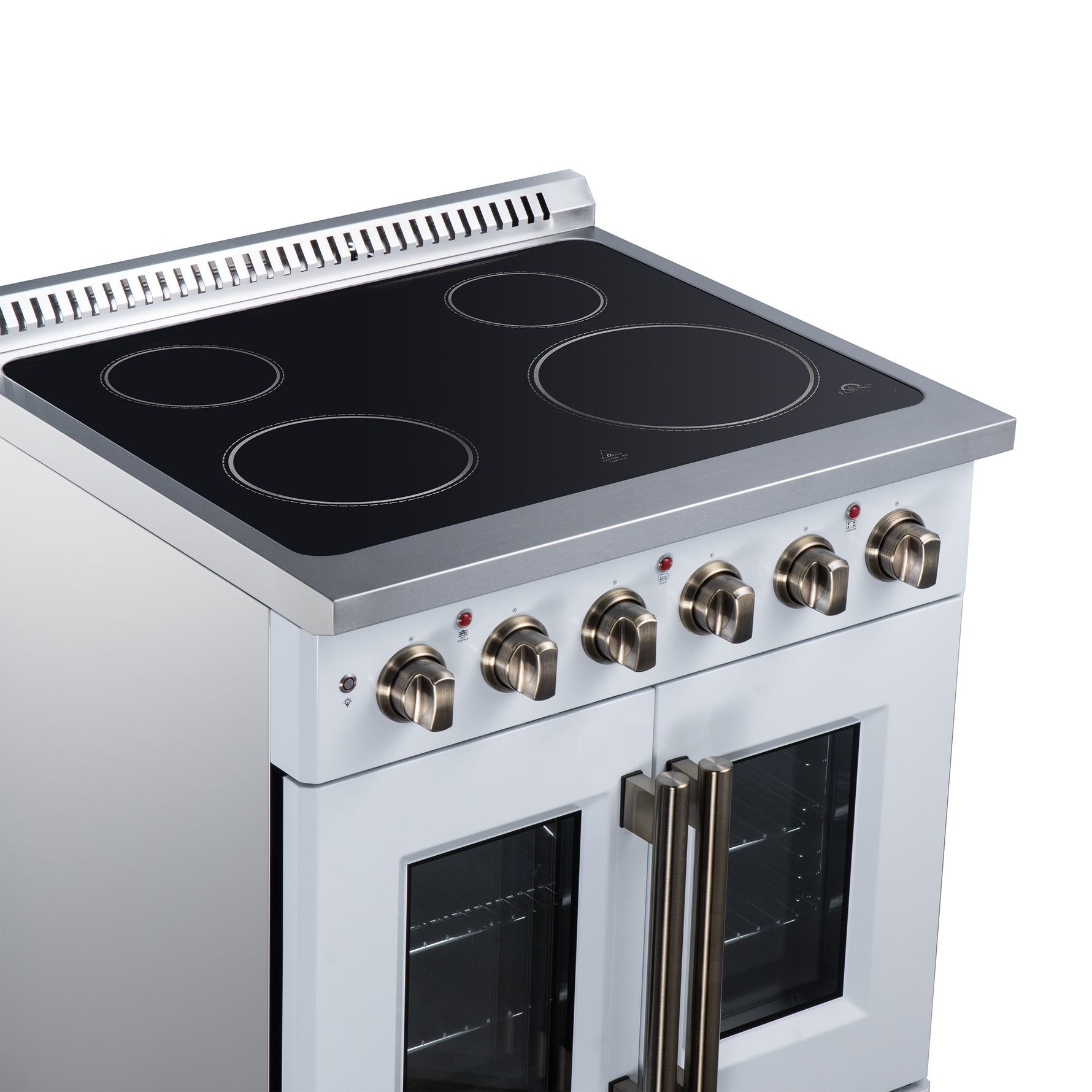 Galiano 30 Inch French Door Electric range, 4 radiant burners, 4.32 cf. True Convection oven, Air fryer kit, White