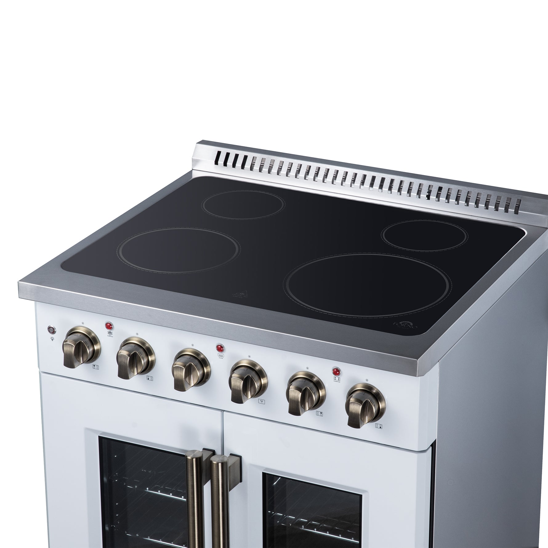 Galiano 30 Inch French Door Electric range, 4 radiant burners, 4.32 cf. True Convection oven, Air fryer kit, White