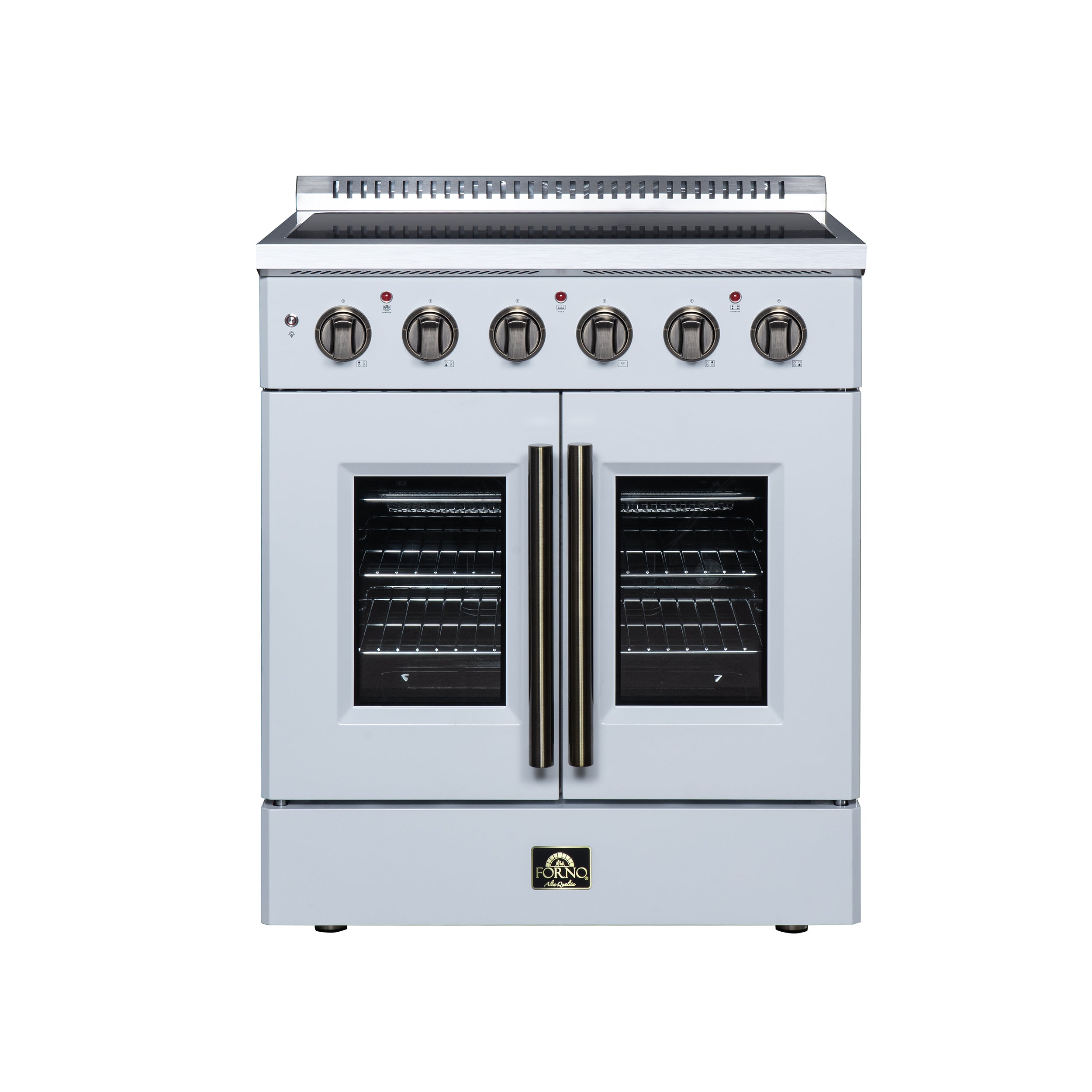 Galiano 30 Inch French Door Electric range, 4 radiant burners, 4.32 cf. True Convection oven, Air fryer kit, White