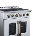 Galiano 30 Inch French Door Electric range, 4 radiant burners, 4.32 cf. True Convection oven, Air fryer kit, White