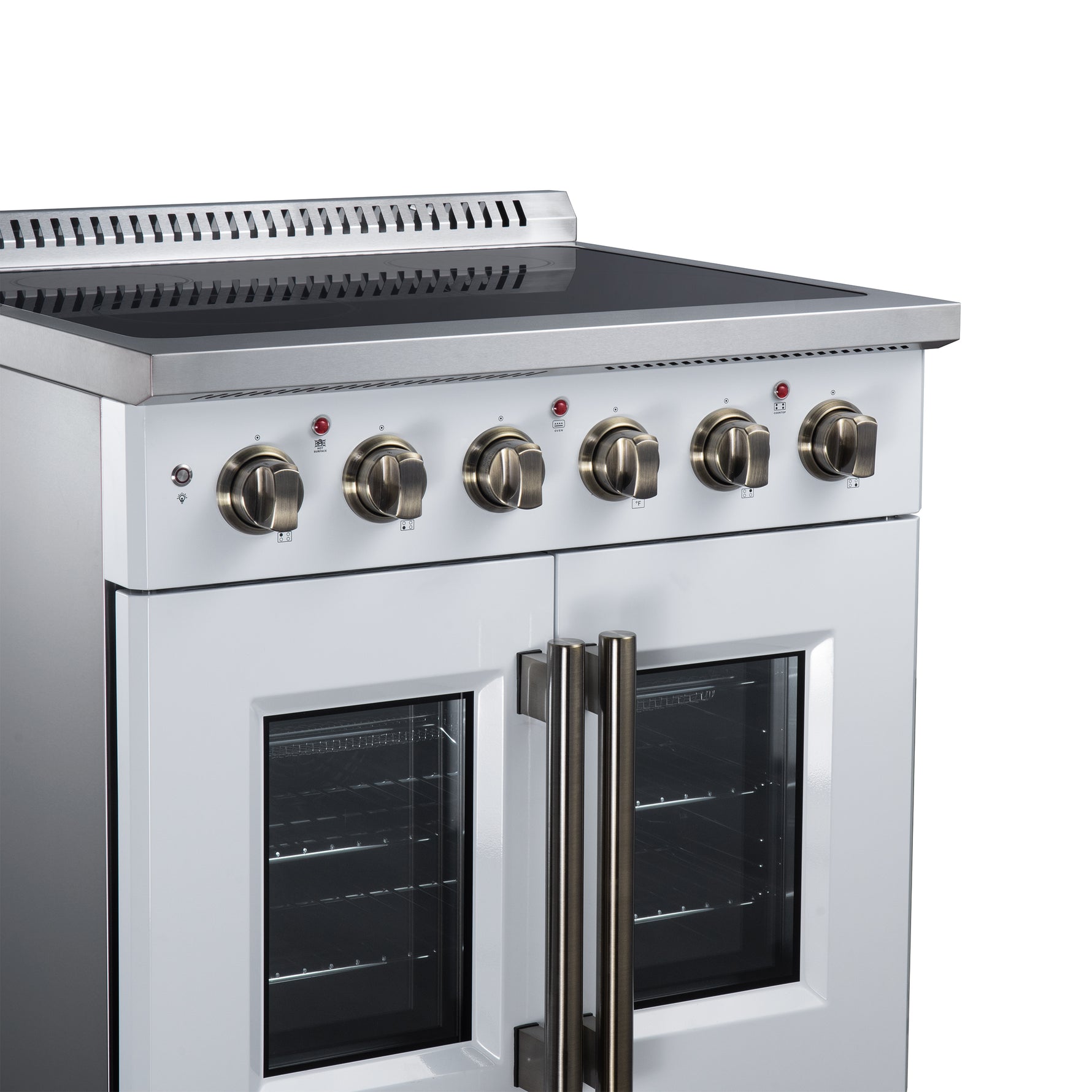 Galiano 30 Inch French Door Electric range, 4 radiant burners, 4.32 cf. True Convection oven, Air fryer kit, White