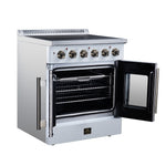 Galiano 30 Inch French Door Electric range, 4 radiant burners, 4.32 cf. True Convection oven, Air fryer kit, White