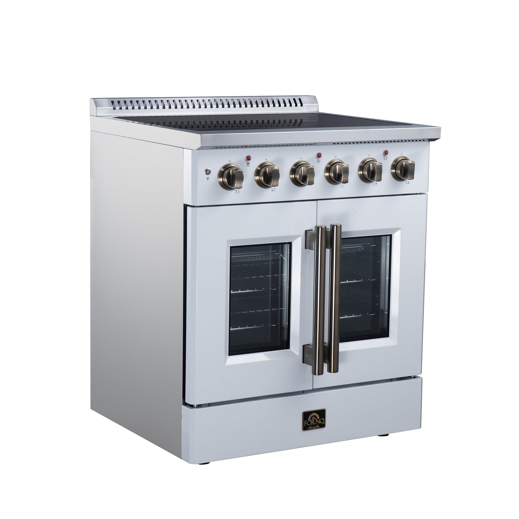 Galiano 30 Inch French Door Electric range, 4 radiant burners, 4.32 cf. True Convection oven, Air fryer kit, White