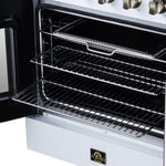 Galiano 30 Inch French Door Electric range, 4 radiant burners, 4.32 cf. True Convection oven, Air fryer kit, White