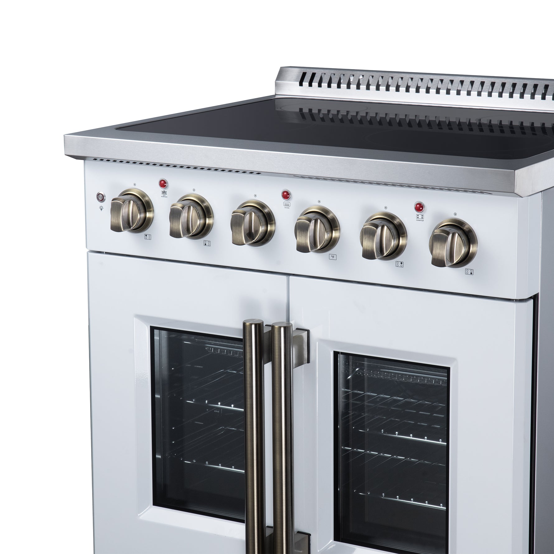 Galiano 30 Inch French Door Electric range, 4 radiant burners, 4.32 cf. True Convection oven, Air fryer kit, White
