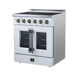 Galiano 30 Inch French Door Electric range, 4 radiant burners, 4.32 cf. True Convection oven, Air fryer kit, White