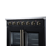 Galiano 36 Inch French Door Electric range, 5 radiant burners, 5.36 cf. True Convection oven, Air fryer kit, Black