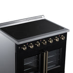Galiano 36 Inch French Door Electric range, 5 radiant burners, 5.36 cf. True Convection oven, Air fryer kit, Black