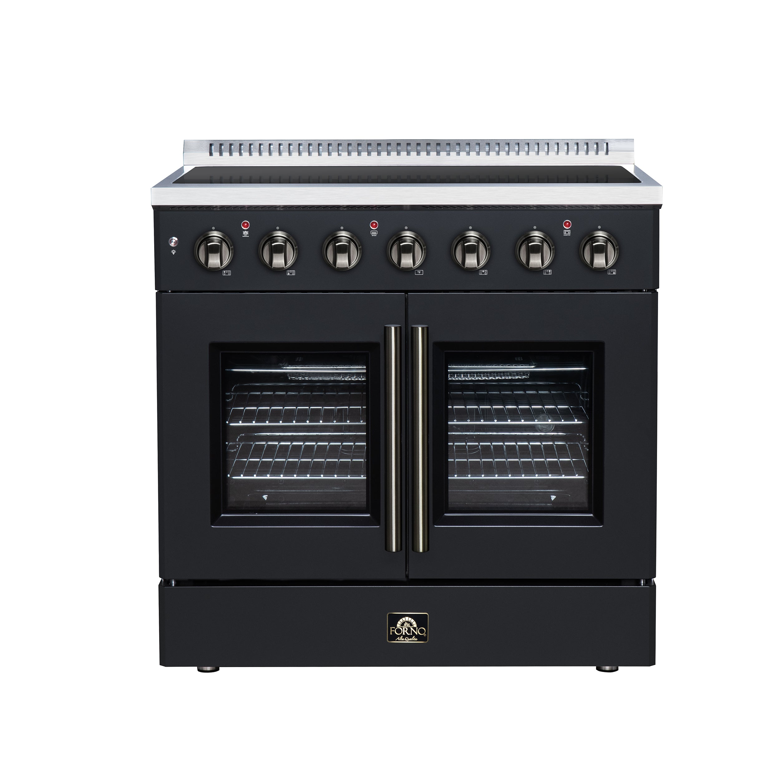 Galiano 36 Inch French Door Electric range, 5 radiant burners, 5.36 cf. True Convection oven, Air fryer kit, Black
