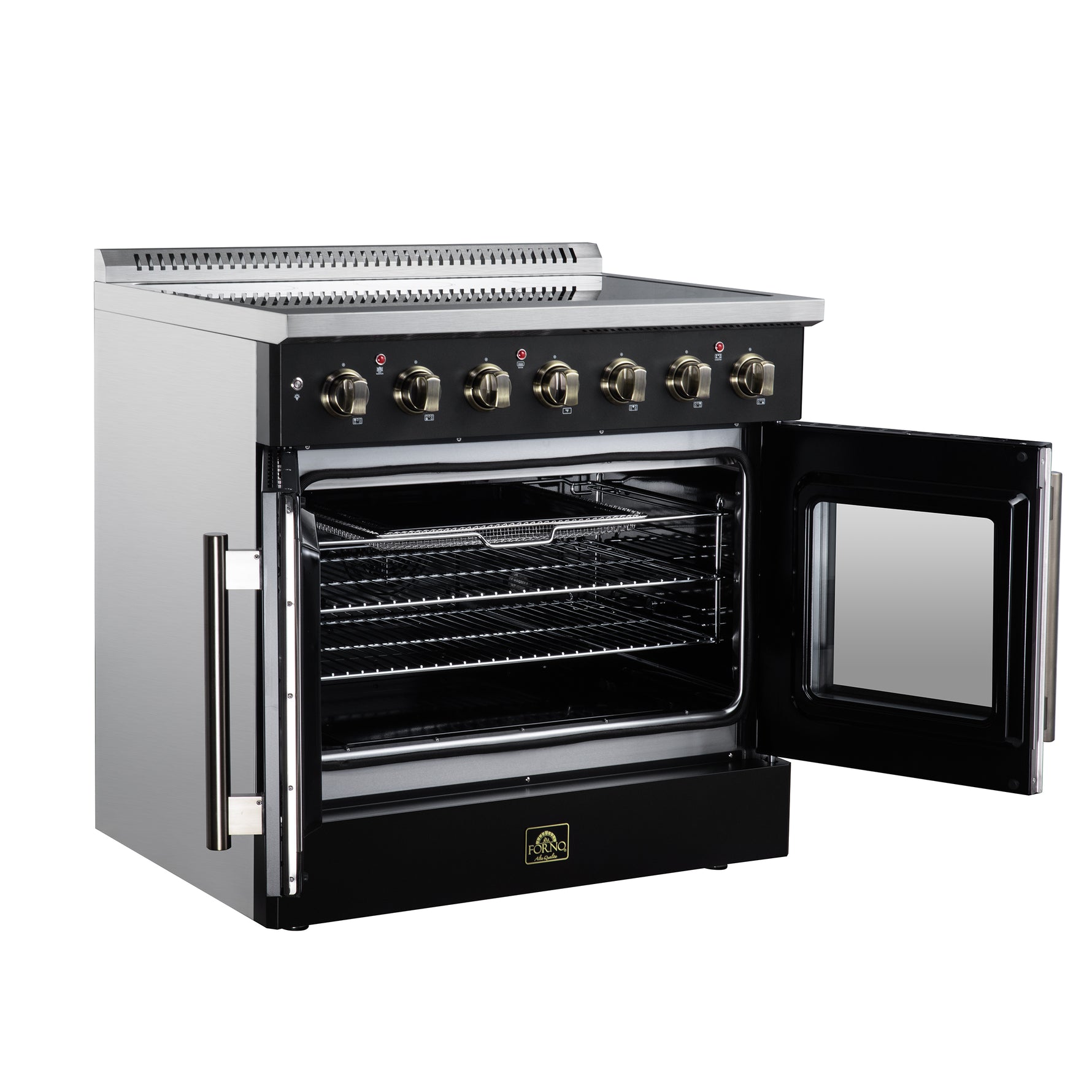 Galiano 36 Inch French Door Electric range, 5 radiant burners, 5.36 cf. True Convection oven, Air fryer kit, Black