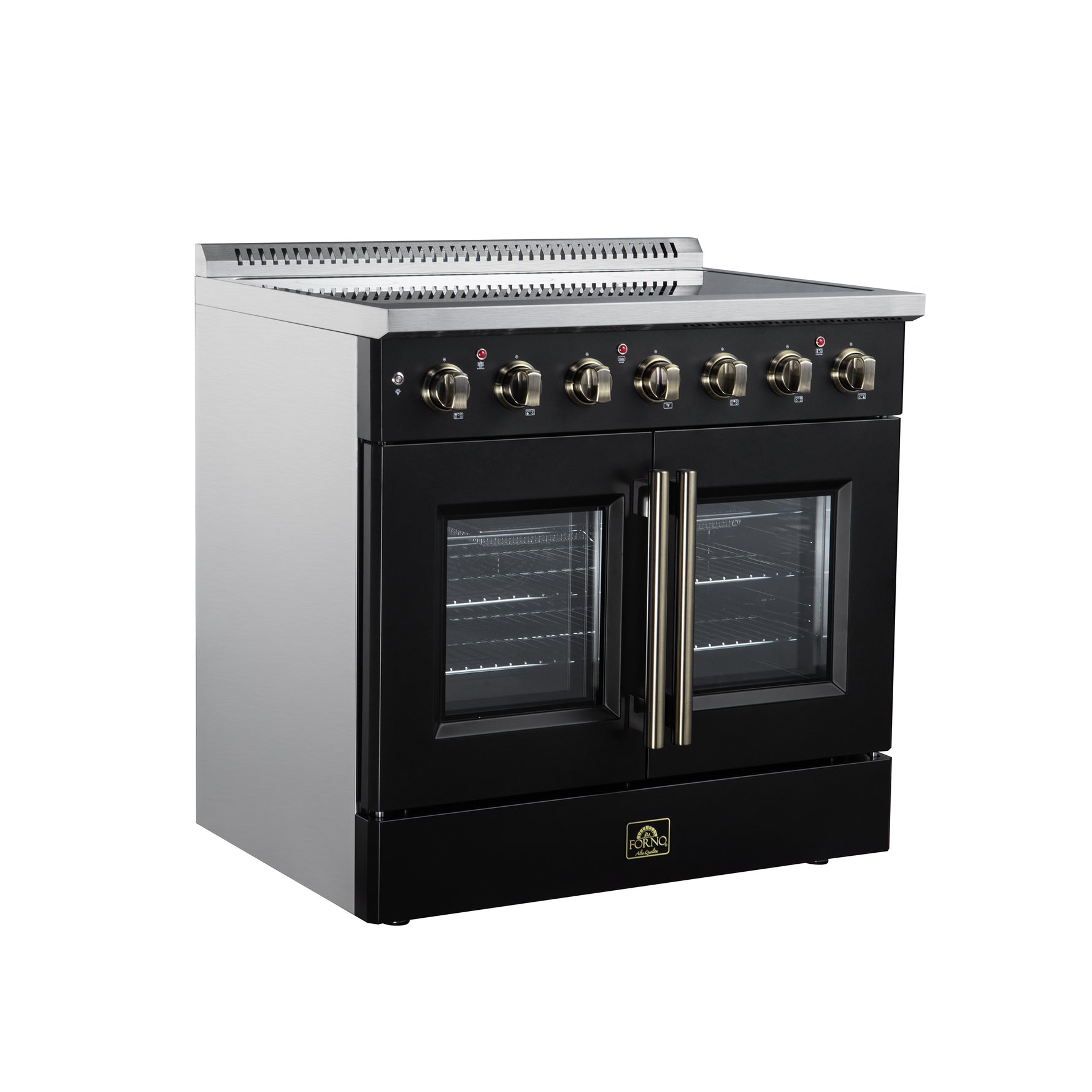 Galiano 36 Inch French Door Electric range, 5 radiant burners, 5.36 cf. True Convection oven, Air fryer kit, Black