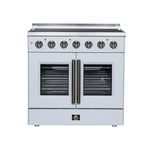 Galiano 36 Inch French Door Electric range, 5 radiant burners, 5.36 cf. True Convection oven, Air fryer kit, White
